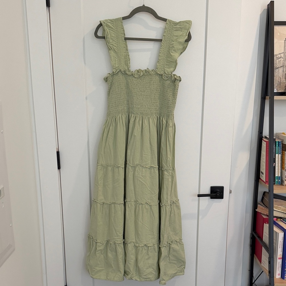 Green Sleeveless Ruffle Dress